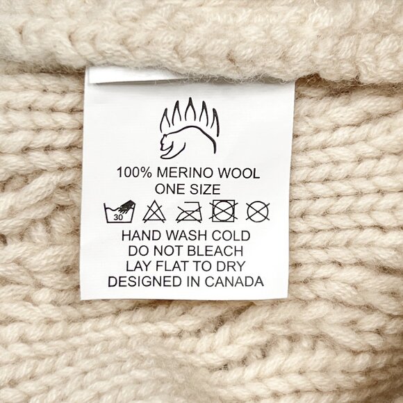 Bear Essentials Outdoors Co. 100% Soft Merino Wool Cable Knit Beanie Ivory NWOT - Picture 5 of 6
